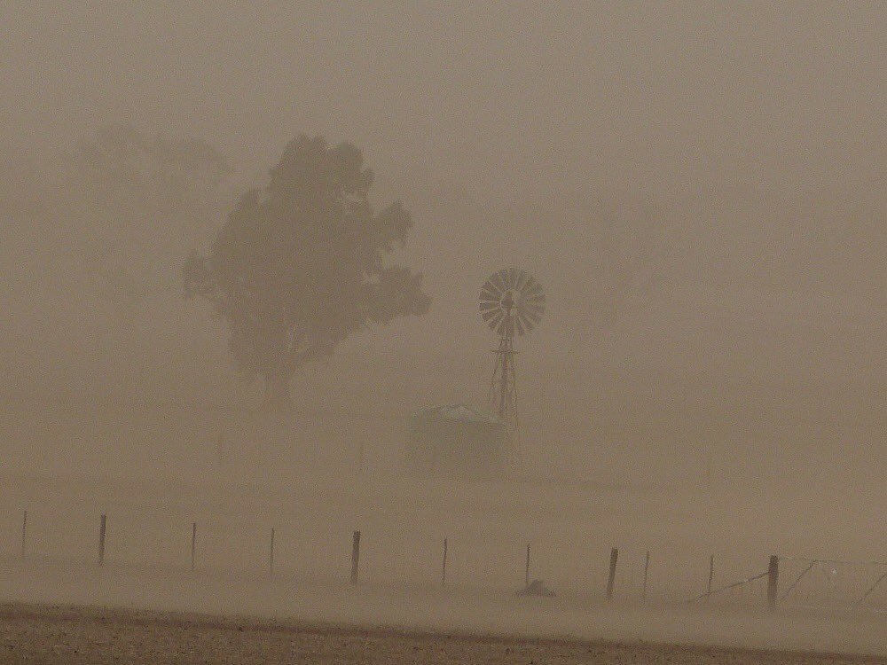 Just how much does the Upper SE need rain? Today's dust storm pic from Mundulla's Peter Bannister gives you an idea