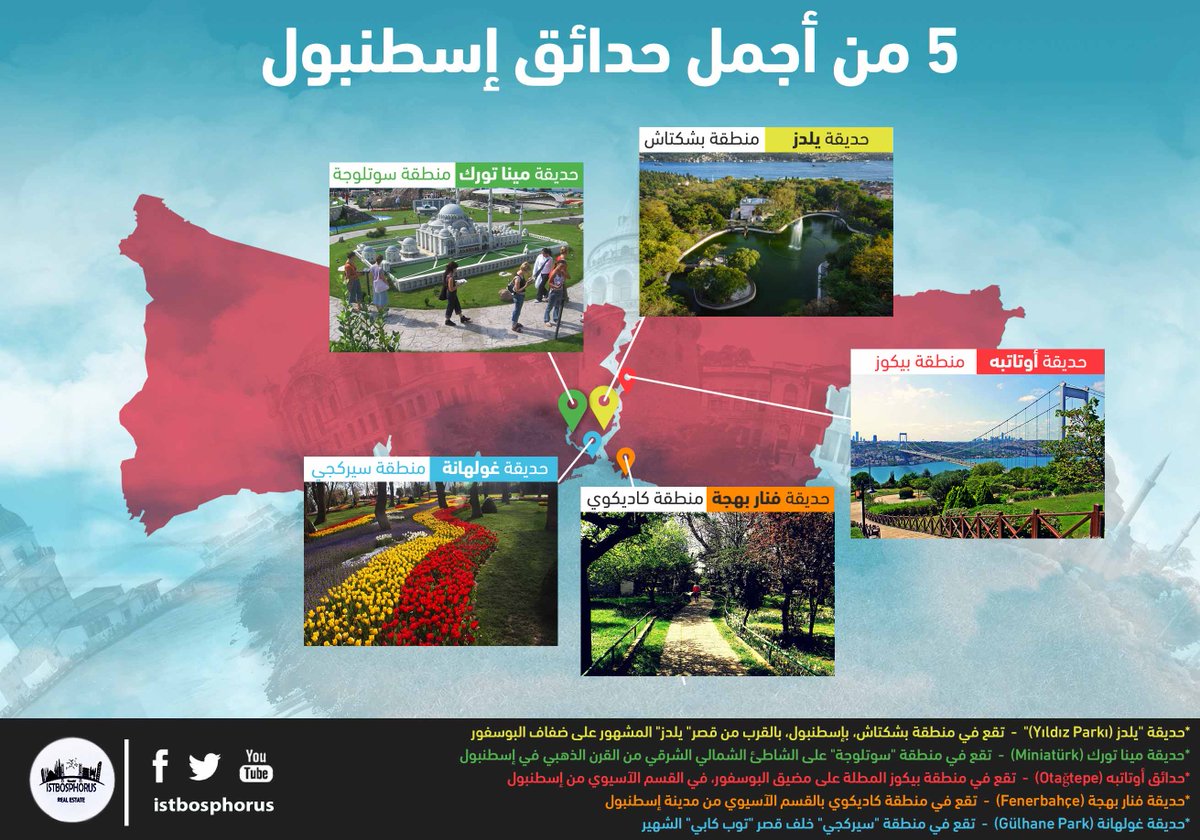 إنفوجرافيك : 5 من أجمل حدائق إسطنبول 
للتفاصيل :
istbosphorus.com/index.php/sa/2…