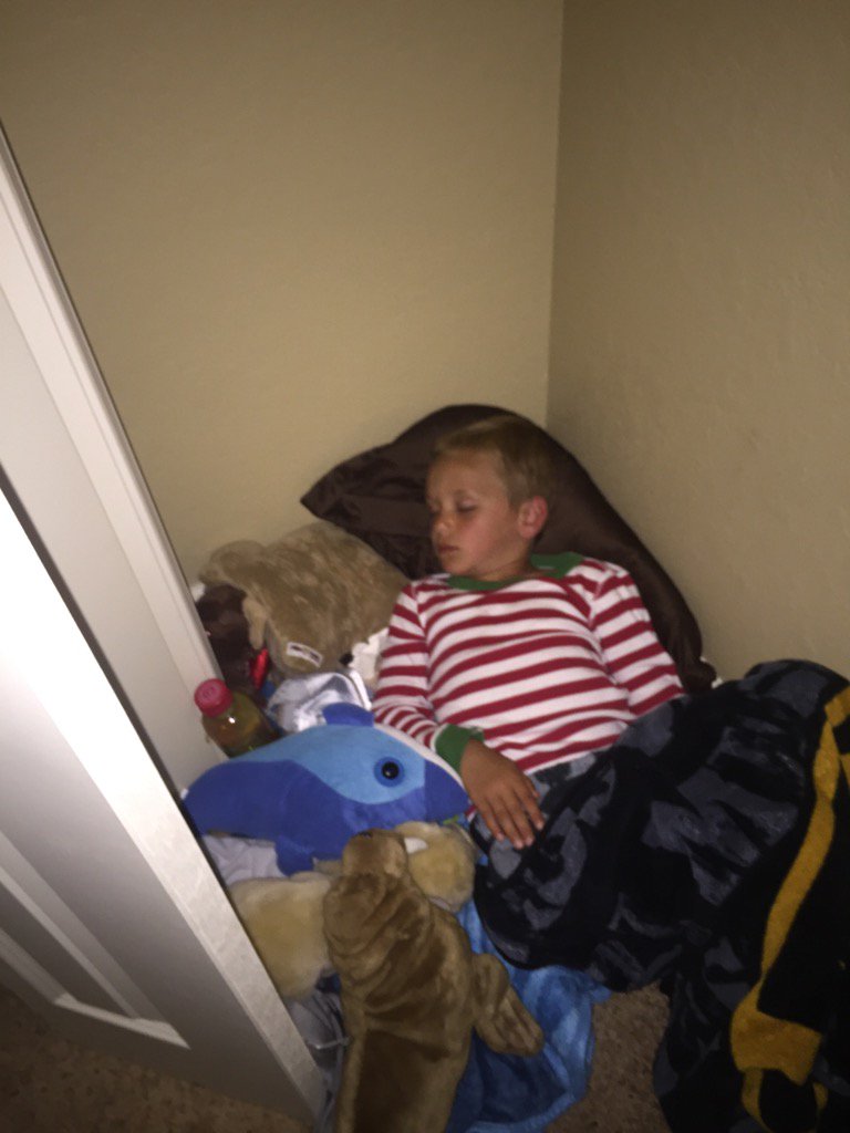 BridgetteAugsp1's tweet photo. The safe place in the closet was a success! He loves it! #consciousdiscipline #sad #notball https://t.co/ymqjVWpvZv
