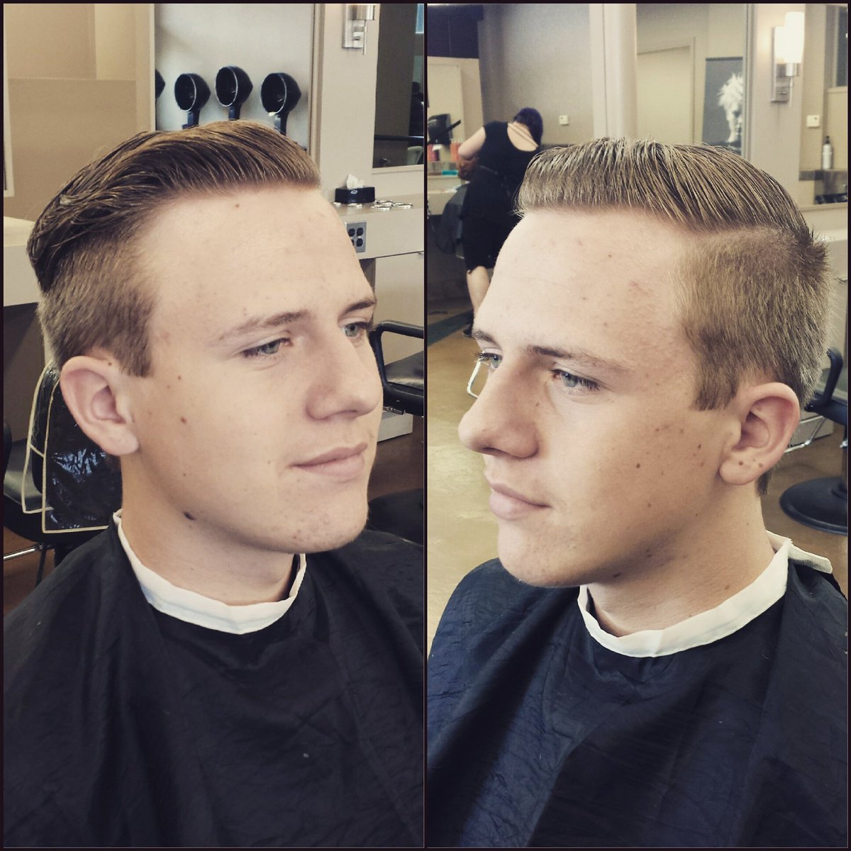 beanieeluvs's tweet photo. Men's haircutting is my passion! Today's client! #haircutting #haircuts #menscut #pompadour #combover #futurebarber https://t.co/89Svo2WcVw