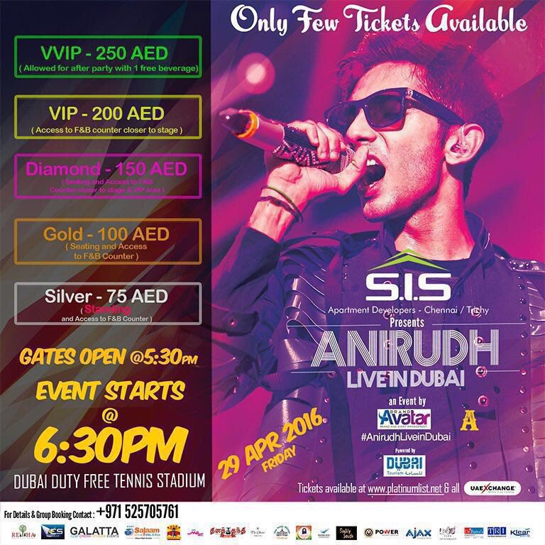 anirudhofficial's tweet photo. #AnirudhLiveinDubai - Book your tickets @ https://t.co/XKWSHR2SDN https://t.co/aWhqUHbsvb