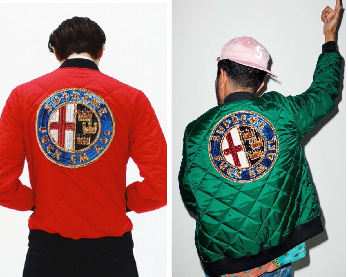 supreme sequin patch quilted bomber