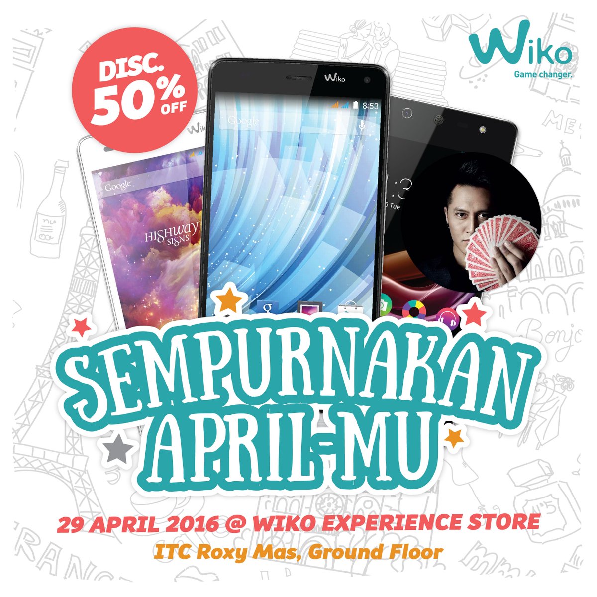 3 hari lagi kamu bisa dapatkan Wiko dengan disc up to 50%  Ayo segera datangi Wiko Experience Store! #Promo