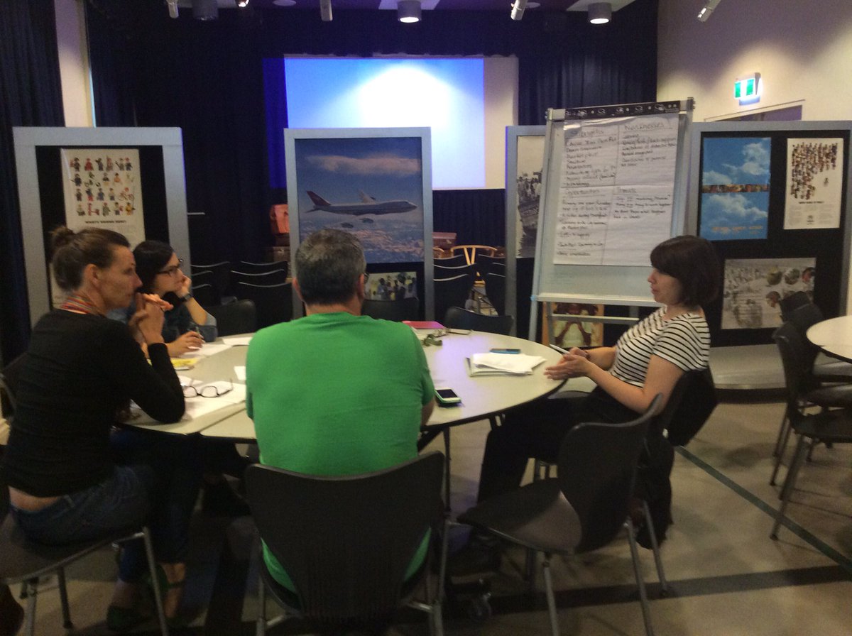 Museum_Teachers's tweet photo. We are chatting about #MCE16 @immigration_mv 
With @camhock @Janpcim #histedchat #GLAM @Library_Vic @ACMI_Education https://t.co/Ogf6o8rZh1