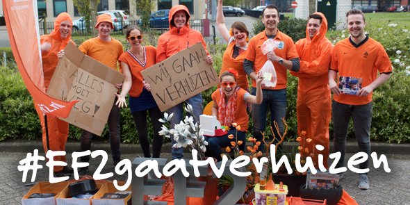 EF2nl's tweet photo. ORANJE BOVEN! ORANJE BOVEN! LEVE EEN NIEUW KANTOOR! Wie wil onze huisvissen overnemen? #EF2gaatverhuizen in juni! https://t.co/Ysqj7RlogA