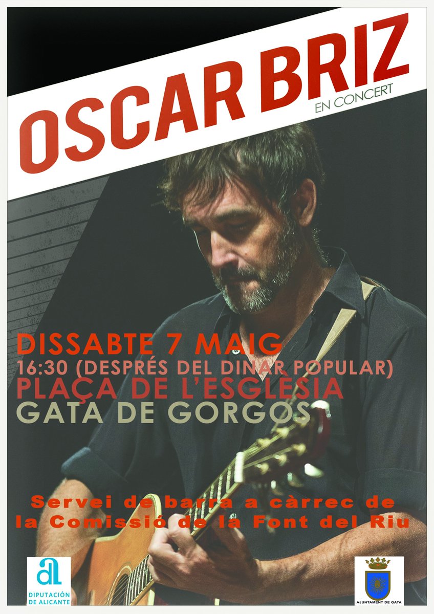 GataAjuntament's tweet photo. Dissabte 7 de maig, Oscar Briz en concert a Gata.
S'apunteu? https://t.co/4VxQU104tM