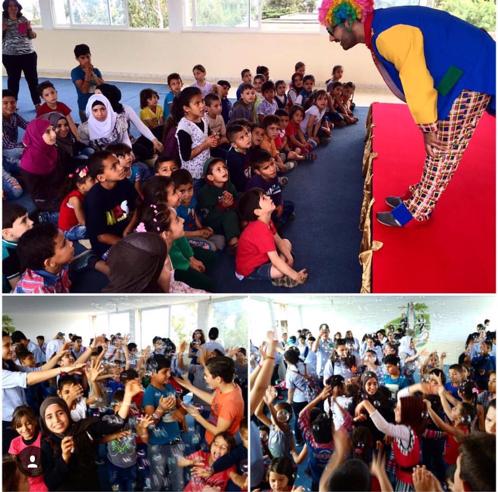ClubC2c's tweet photo. Happy to spread happiness with @FratelliLibano to #syrian #refugees #kids in Saida part of #missionclown #c2cnextgen https://t.co/l6V32oO8NO
