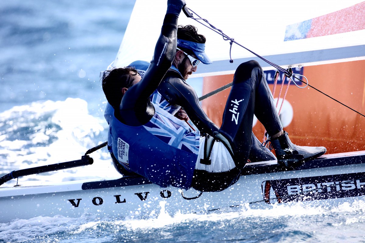 BritishSailing's tweet photo. Great start for @patience_luke @chrisgrubegbr with race win in 1st 470M race to kick off their #SWCHyeres regatta https://t.co/uNMam1iGpK