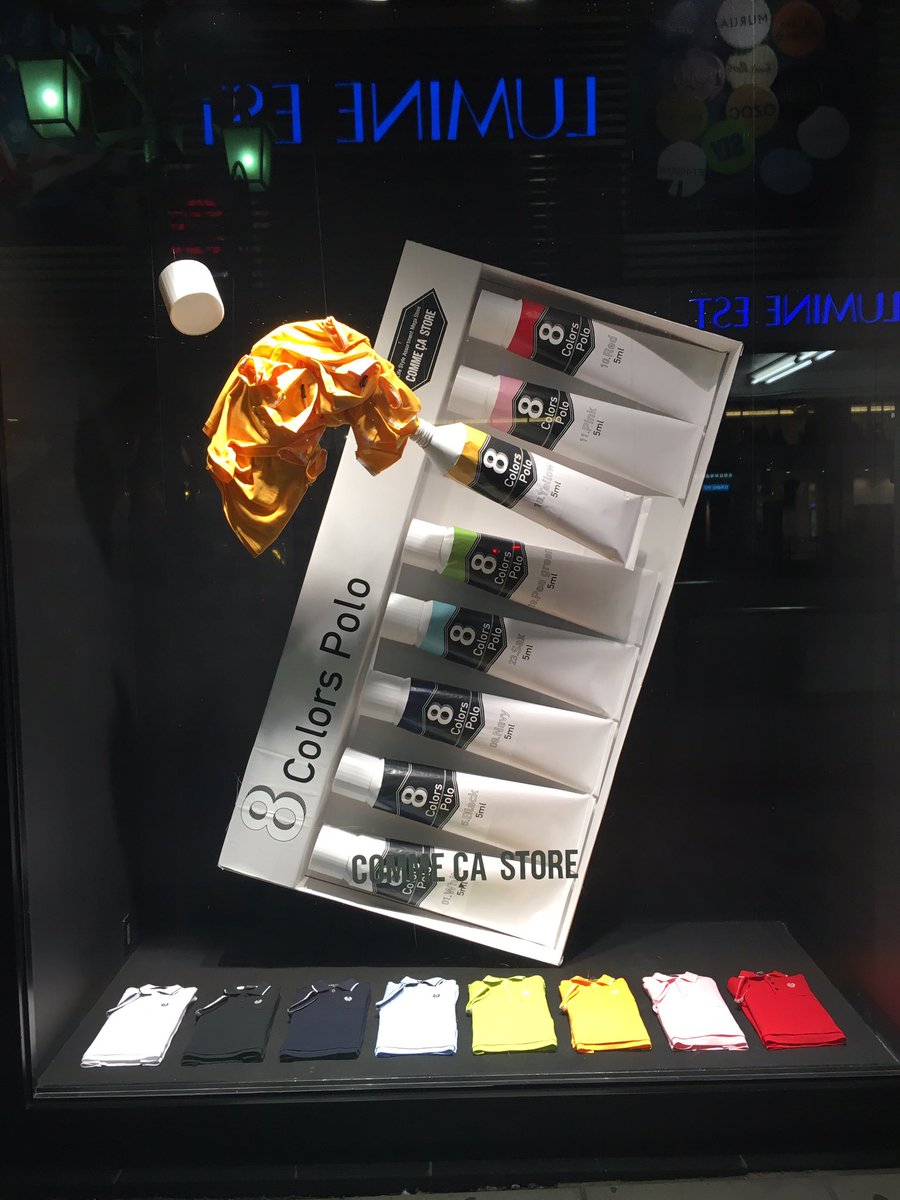 やったるタンタル على تويتر 新宿駅付近にて おもしろディスプレイ コムサストア ポロシャツのカラーを絵の具に例えているディスプレイ やったるタンタル على تويتر 新宿駅付近にて おもしろディスプレイ コムサストア ポロシャツのカラーを絵の具に例えているディスプレイ