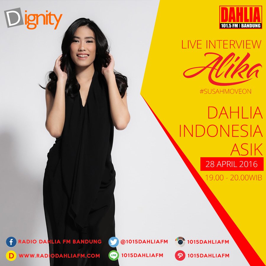 Yeay! RT <a href="/1015DAHLIAFM/">Radio Dahlia 101,5 FM Bandung</a>: Hi <a href="/ALIKERS_/">ALIKERS OFFICIAL</a> Bandung!! Besok Alika #SusahMoveOn akan live interview <a href="/1015DAHLIAFM/">Radio Dahlia 101,5 FM Bandung</a>  |