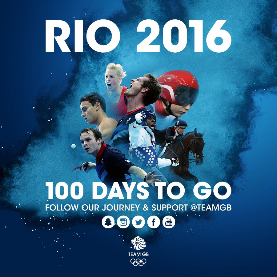 The countdown is well and truly on - just #100daystogo until Rio 2016 #BringOnTheGreat