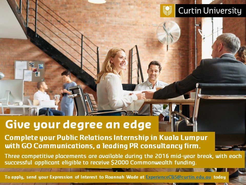runbeagle's tweet photo. #CurtinPRIntern students have an amazing opportunity to complete their internship in Malaysia. Check BB or FB https://t.co/u7bIlnYdEM