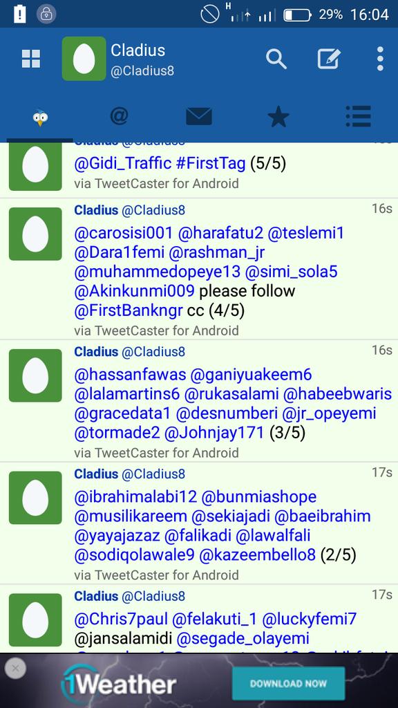 iamrukuyat's tweet photo. @Gidi_Traffic @FirstBankngr #FirstTag have tagged new user from google+, instagram and Twitter and have followed dem https://t.co/buWlHs2htH
