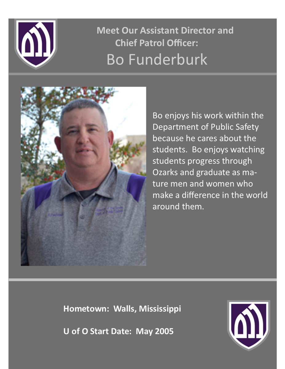 PSOzarks's tweet photo. Today begins a series of introductions to our officers:1st-Bo Funderburk: Assistant Director &amp; Chief Patrol Officer https://t.co/C33OgnJSua