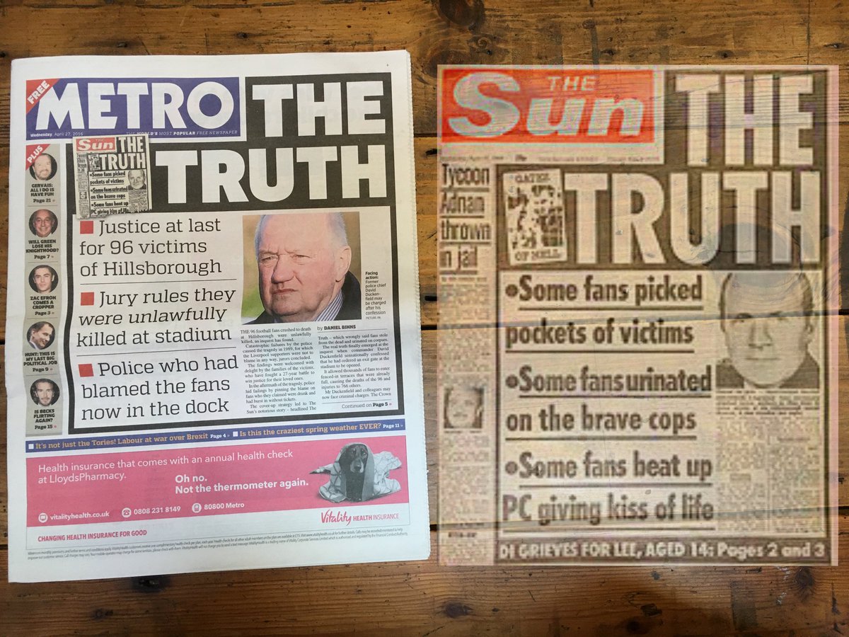 Just seen the <a href="/MetroUK/">Metro</a>  frontpage - hopefully the notorious Sun headline it is based on will fade now #Hillsborough