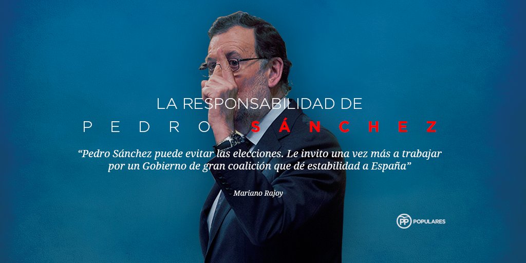 ppopular's tweet photo. Vamos a nuevas elecciones porque Sánchez no ha querido dialogar con el partido que ganó las elecciones @mdcospedal https://t.co/jqmJSF5H0T