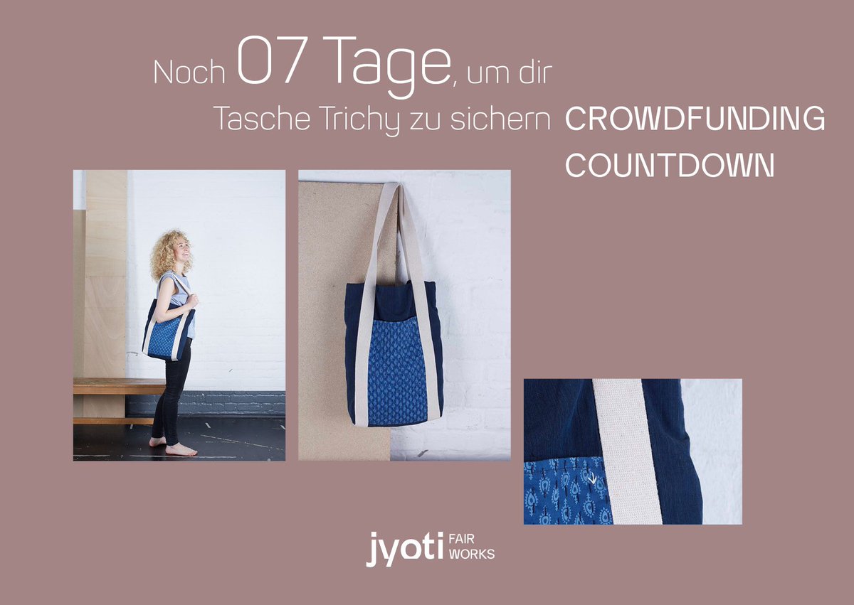 JyotiFairWorks's tweet photo. 7 Days to go! https://t.co/0PeBV7mRmR
#crowdfunding #whomademyclothes #sustainablefashion #unFAQ #FairWorks #jyoti https://t.co/oZVOaqe9r8