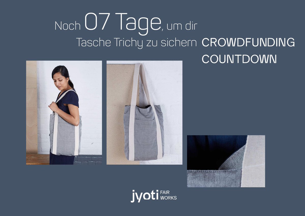 JyotiFairWorks's tweet photo. 7 Days to go! https://t.co/0PeBV7mRmR
#crowdfunding #whomademyclothes #sustainablefashion #unFAQ #FairWorks #jyoti https://t.co/oZVOaqe9r8