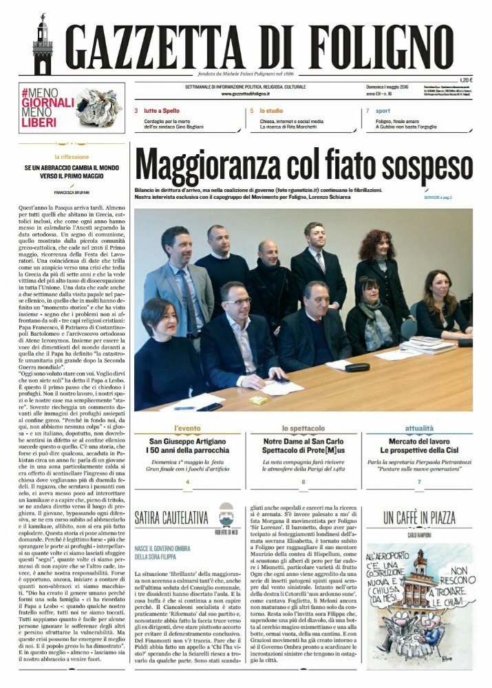 GazzettaFoligno's tweet photo. Il mercoledì significa #PrimaPagina Gazzetta.
Di Foligno, ovviamente.

#informazionediqualita' https://t.co/HBIarN9C51