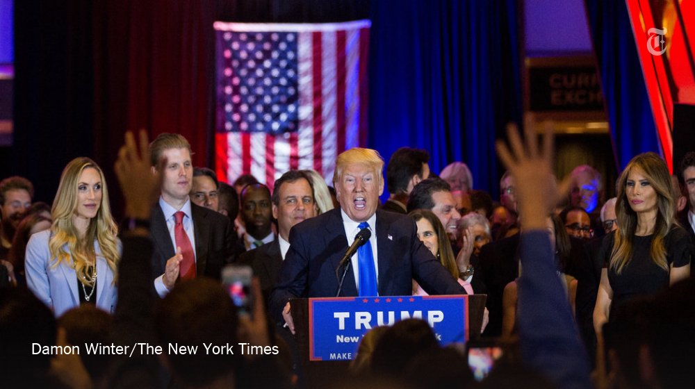 nytimes's tweet photo. Chris Christie’s wife seems to roll her eyes as Donald Trump mocks Hillary Clinton https://t.co/BVMdOhieE8 https://t.co/HfmX4oaTBC