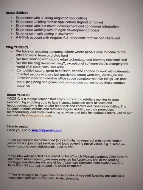 armelle_hellara's tweet photo. Job Opportunities @YOOBIC Join a StartUp selected @TechCrunch Disrupt London's 2015 StartUp battlefield ! https://t.co/ndi7sQbUpl