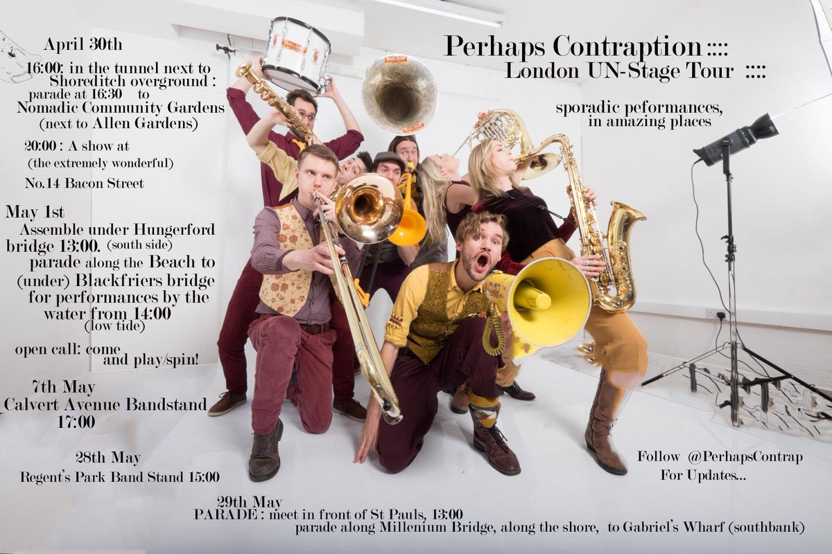 PerhapsContrap's tweet photo. The details for our UN-Stage Tour: Beginning this Saturday in East London!
Sporadic performances in unusual places.. https://t.co/tffRW46N6m