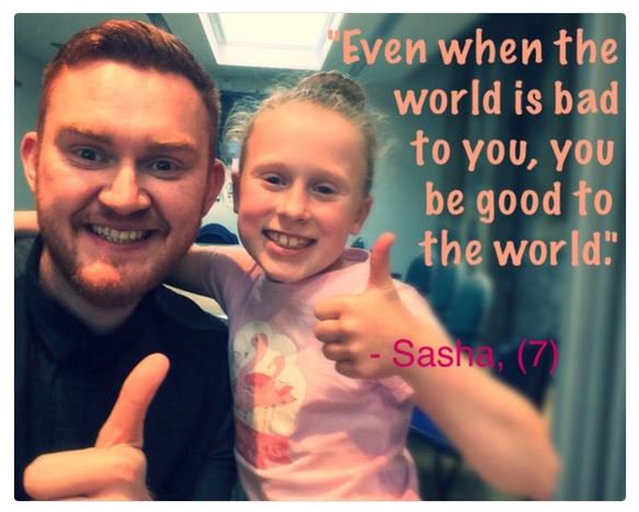 "Even when the world is bad to you, be good to the world" <a href="/FlamingoChicks/">Flamingo Chicks</a> #agentsofchange Sasha,7 #balletnotbarriers