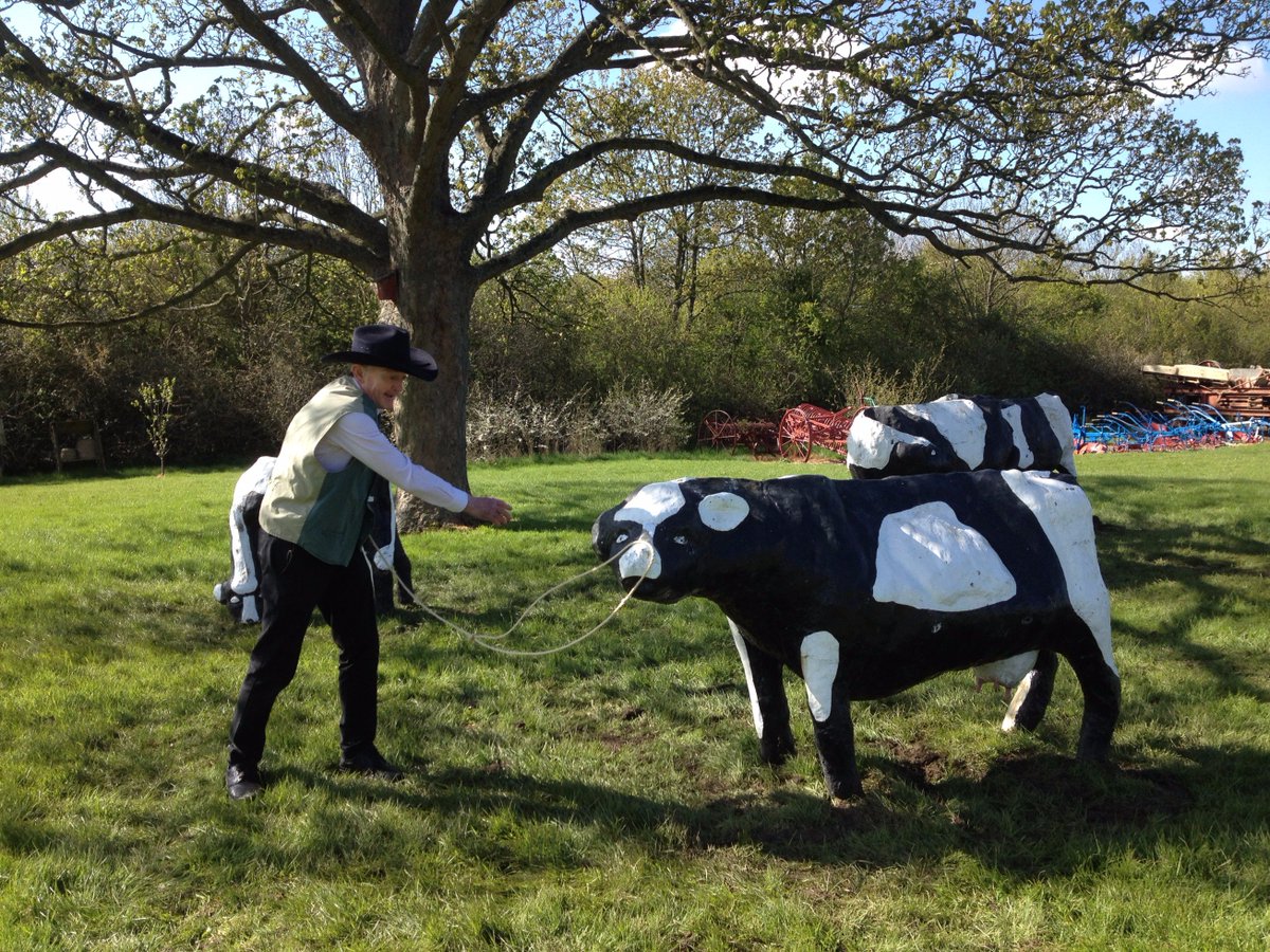 MKMuseum's tweet image. Looks like our Director, Bill, needs a little practice at herding the concrete cows