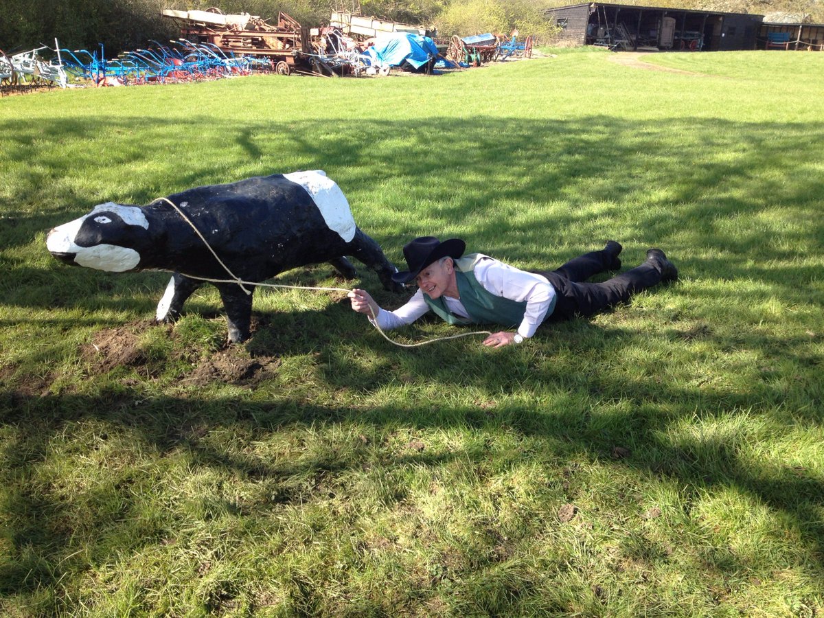 MKMuseum's tweet image. Looks like our Director, Bill, needs a little practice at herding the concrete cows