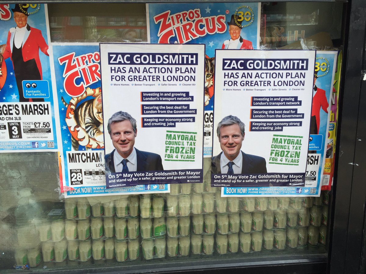 robtofield's tweet photo. Naughty, naughty Tories! @ZacGoldsmith illegally fly posting in @SadiqKhan 's #Tooting. https://t.co/pC58WGpd2v