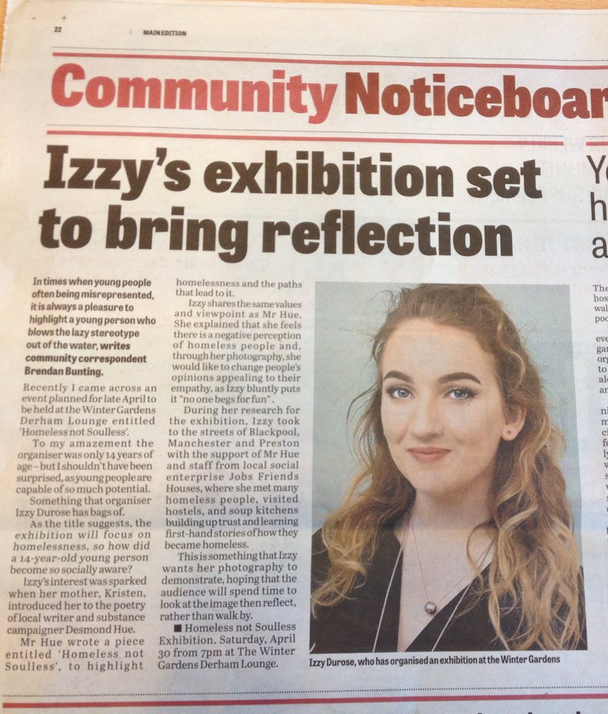Izzy Durose 10JMO has organised a photography exhibition- Homeless not Soulless. Check out this article @lythamhigh