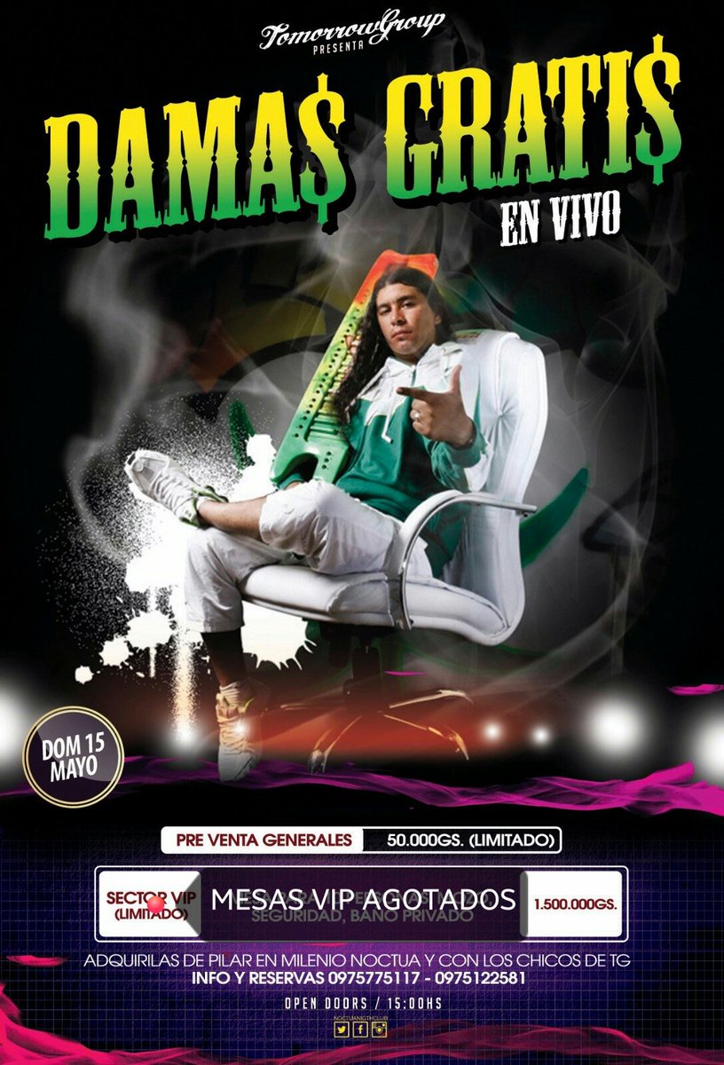 TomorrowGroup's tweet photo. MESAS VIP AGOTADAS❗
Habilitadas pulseras individuales costo 180.000gs.
#TomorrowGroup #DamasGratisenPilar 🎉😄 https://t.co/i0eKHbXisG