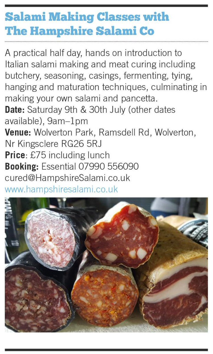 HampshireSalami's tweet photo. #HamshireFoodFestival 9th & 30th July #SalamiMaking classes from @HampshireSalami with @HampshireFare dont miss them https://t.co/nPerDt8BX9
