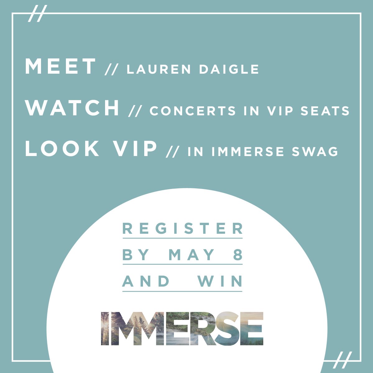 GMAimmerse's tweet photo. CONTEST ALERT! Register by May 8th for a chance to be an IMMERSE VIP &amp; meet @Lauren_Daigle​! https://t.co/9PNWlIROmQ https://t.co/XblsGnD0IX