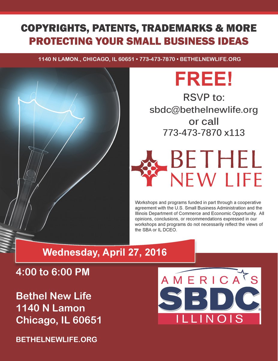 Bethel_WSF's tweet photo. Learn how to protect your small business ideas. There's still time to attend today's free workshop. https://t.co/BRN6EvWPR6