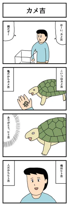 4コマ漫画「カメ吉」  