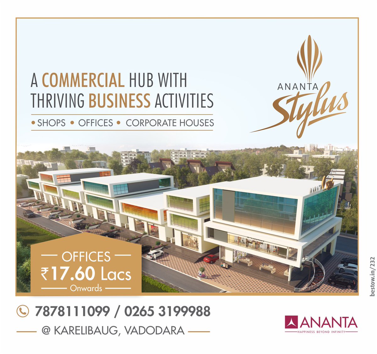 anantabuilder's tweet image. Ananta Stylus the most desirable business address in town. #Shops #Offices #Vadodara #CommercialSpaces #RealEstate