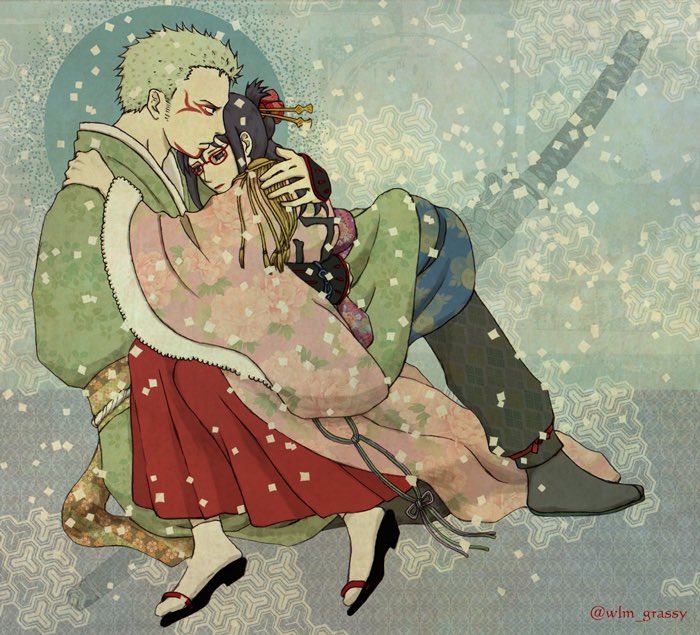 井堂すえ ワンピ歌舞伎を見まして 次作があるならぜひパンクハザード編を演じていただきたくて そしてゾロたしを絡ませていただきたくて そんな願いをこめた 精いっぱいの 歌舞伎ふうゾロたし 画像でっかいです すみませぬ