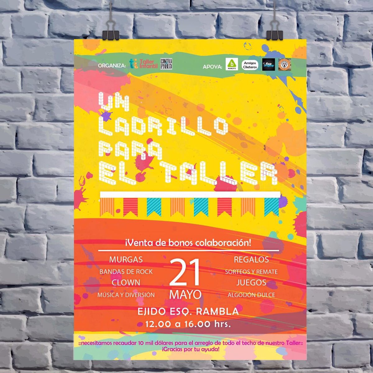 taller_infantil's tweet photo. #UnLadrilloParaElTaller festival armado con el ♥ ¡Necesitamos arreglar el techo del Taller! ¡Gracias @Municipiob ! https://t.co/9dTUnTBYbF