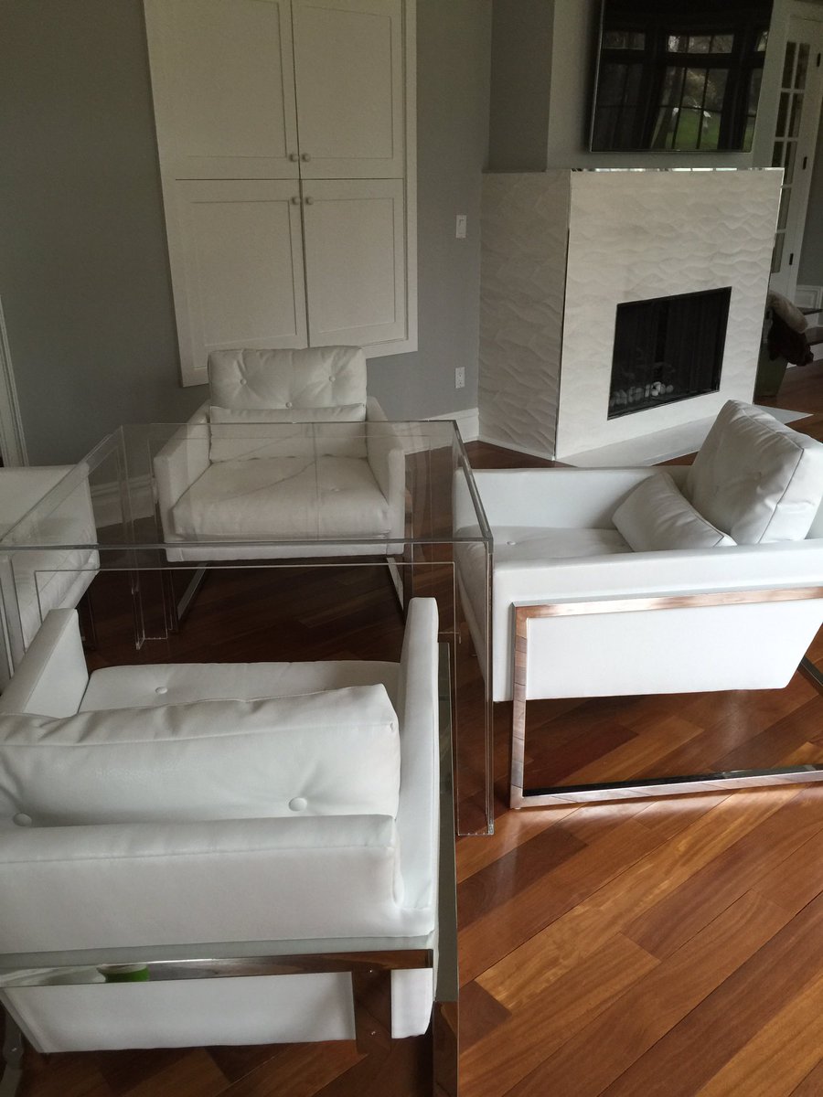 GETAROOMDESIGN's tweet photo. Game chairs lucite game table and new tile fireplace ... Work in progress https://t.co/sUDoRRjo2q