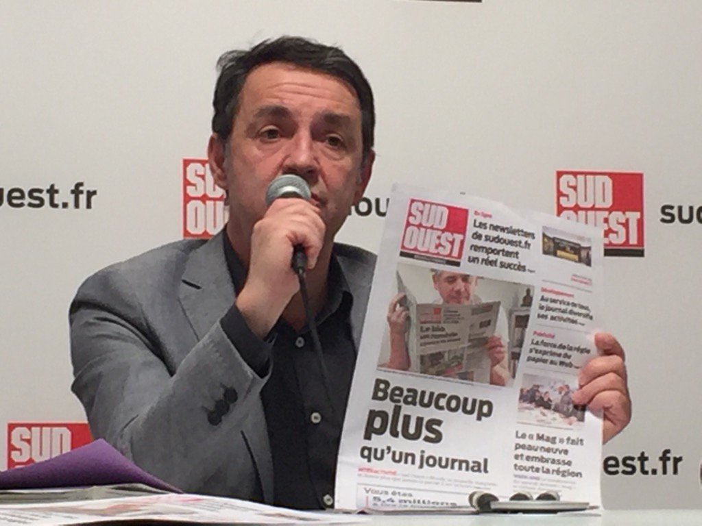PierreSauvey's tweet photo. Présentation nouvelle formule @sudouest @ClubPresseBdx  en ce moment @vacchiani @patrickvenries https://t.co/VxcKvduTvd