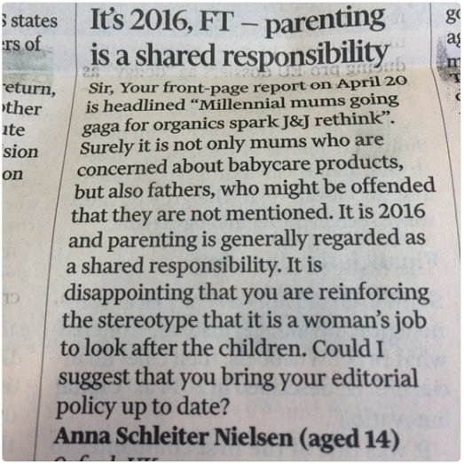 swbcf's tweet photo. The world is changing - the @FT is getting Gender Equality lessons from a 14 year old! 
https://t.co/lnfeo7iPNQ https://t.co/6OZbtpJXxP