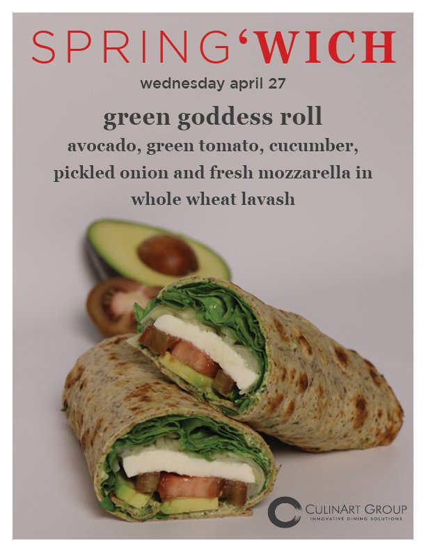 CulinArtGroup's tweet photo. Today in our business and college cafés we are serving this Green Goddess Roll! #springwiches #sandwich #avocado https://t.co/7KMT790b11