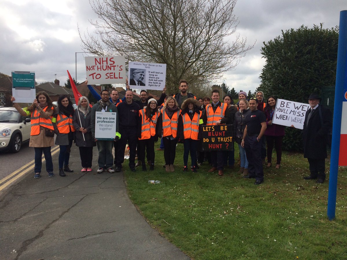 E10branch's tweet photo. Strong picket line in #Colchester 
In good spirits and massive public support @TheBMA #JuniorDoctorsStrike https://t.co/G1X156gEBD