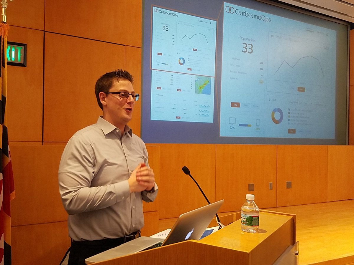 TechBreakfast's tweet photo. Noah Berk #OutboundOps presenting at Baltimore @TechBreakfast https://t.co/WkdJrie1yL