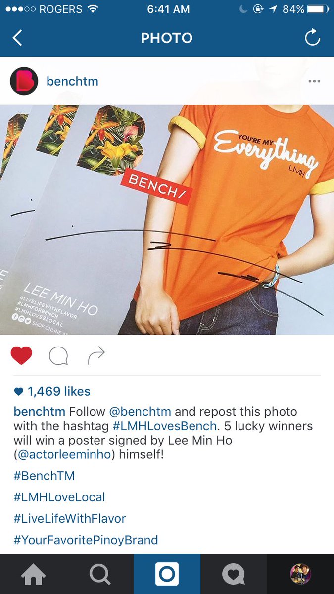TheLeeMinHoPh's tweet photo. Repost @benchtm:
Follow @benchtm and repost this photo with the hashtag #LMHLovesBench. https://t.co/roJcNz7fil