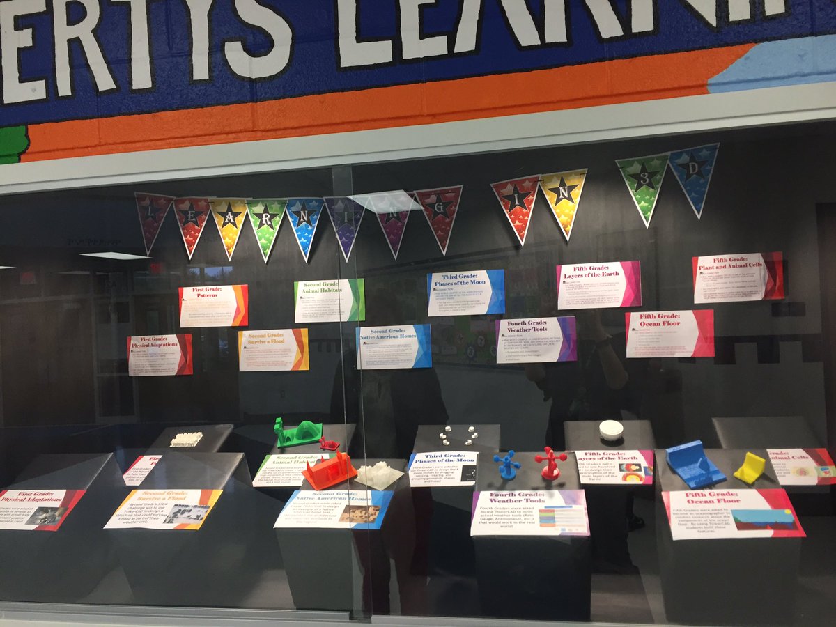 Tech_NicholeEDU's tweet photo. Check out @LCPSLiberty new showcase! #LearningIn3D Displaying lots of our 3D printing projects! @cmkoeneke https://t.co/3A7d1VSfyE