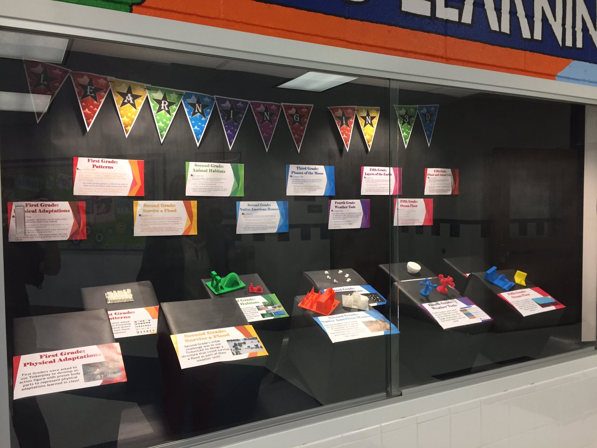 Tech_NicholeEDU's tweet photo. Check out @LCPSLiberty new showcase! #LearningIn3D Displaying lots of our 3D printing projects! @cmkoeneke https://t.co/3A7d1VSfyE
