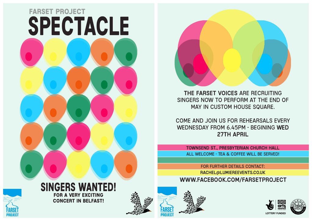 FarsetProject's tweet photo. Singers Wanted! For our performance in Custom House Square, why not come along to our free rehearsal! #musicbelfast https://t.co/z9WQ8V7yK8