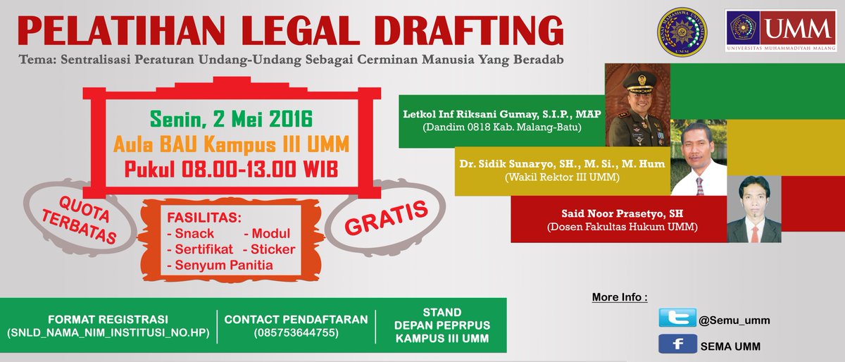 ingin tahu tentang legal drafting Ikutilah Pelatihan Legal Drafting terbukan untuk mahasiswa UMUM!!! <a href="/BemUmm/">BEM UMM</a>